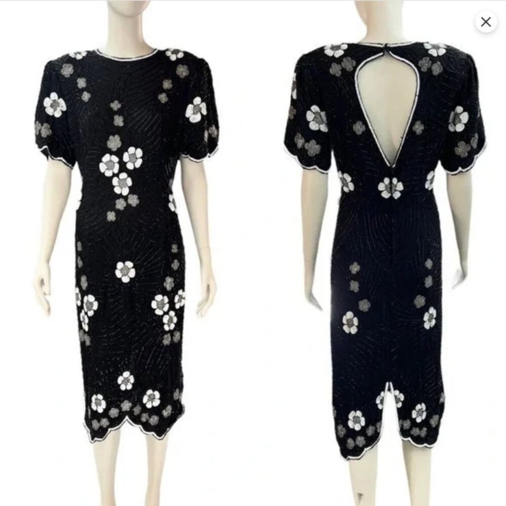 Silk Road Siren  | Vintage Silk Beaded Dress | Scala | 8 | EVC | Gatsby Intrigue